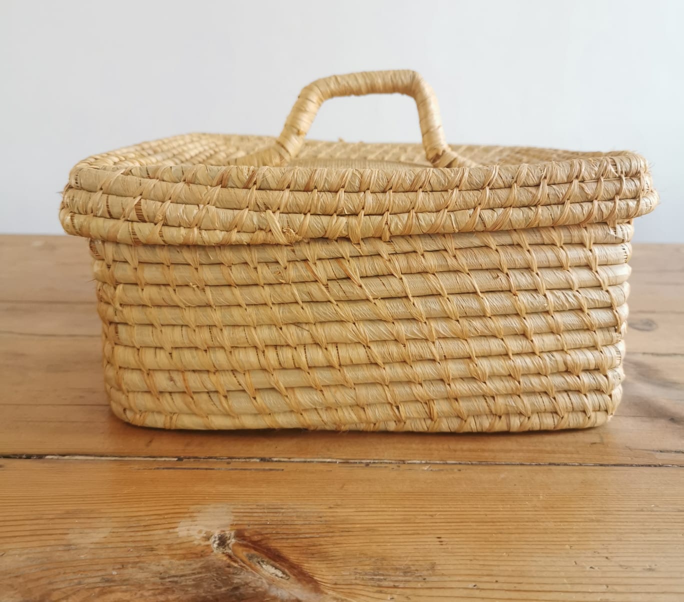 Vintage wicker suitcase