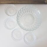 Glass dessert service bowl and cups