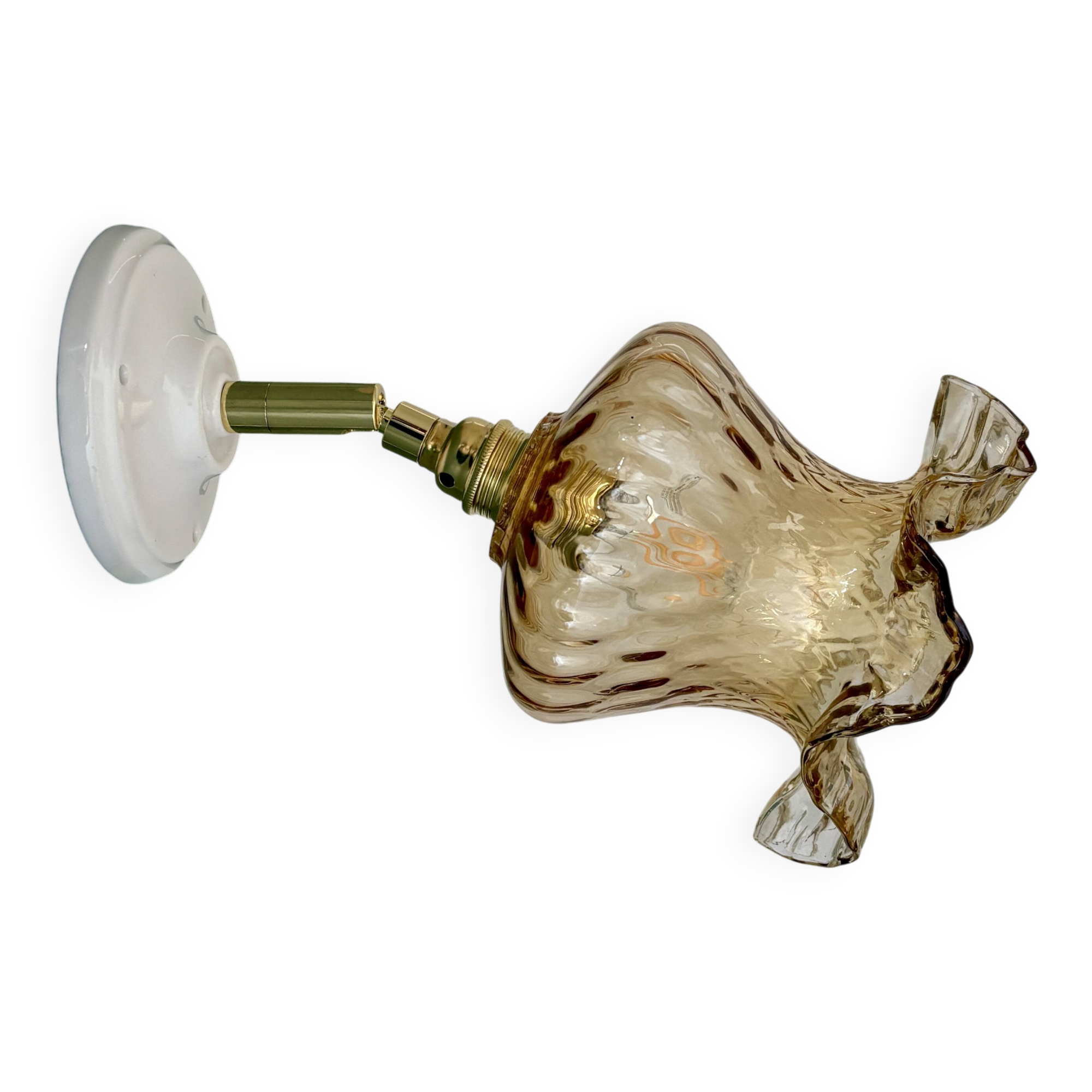 Vintage amber glass tulip wall light