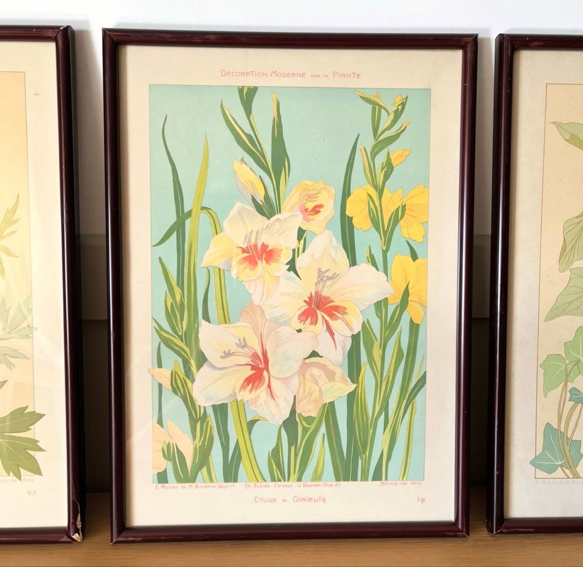 4 floral lithographs 1900