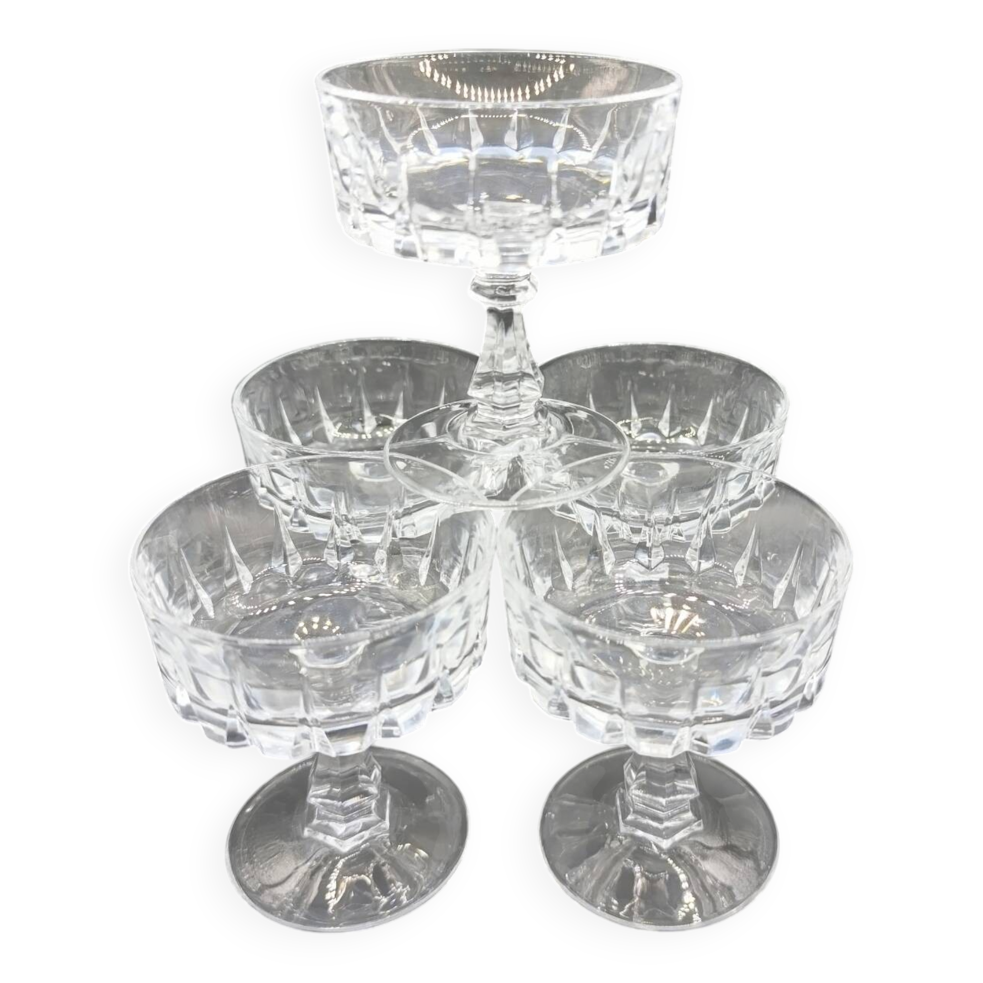 5 small antique crystal cups