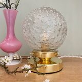 Vintage globe table lamp in molded glass