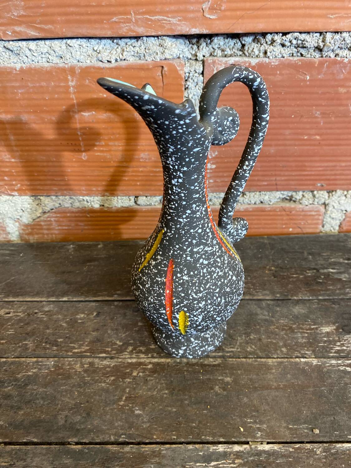 Old pitcher jug h. becquet black ceramic made in belgium wine