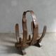 Oak and leather magazine rack, 60s-70s