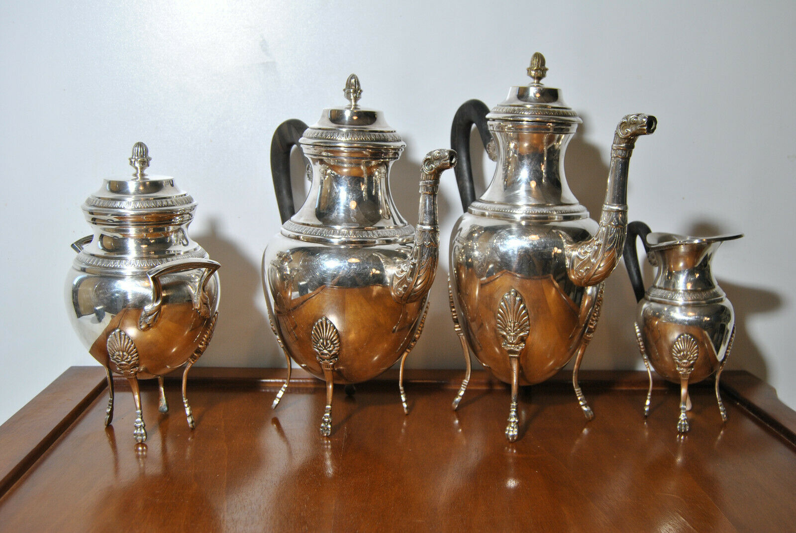 Service ancien thé café métal argenté cafetière théière sucrier pot lait