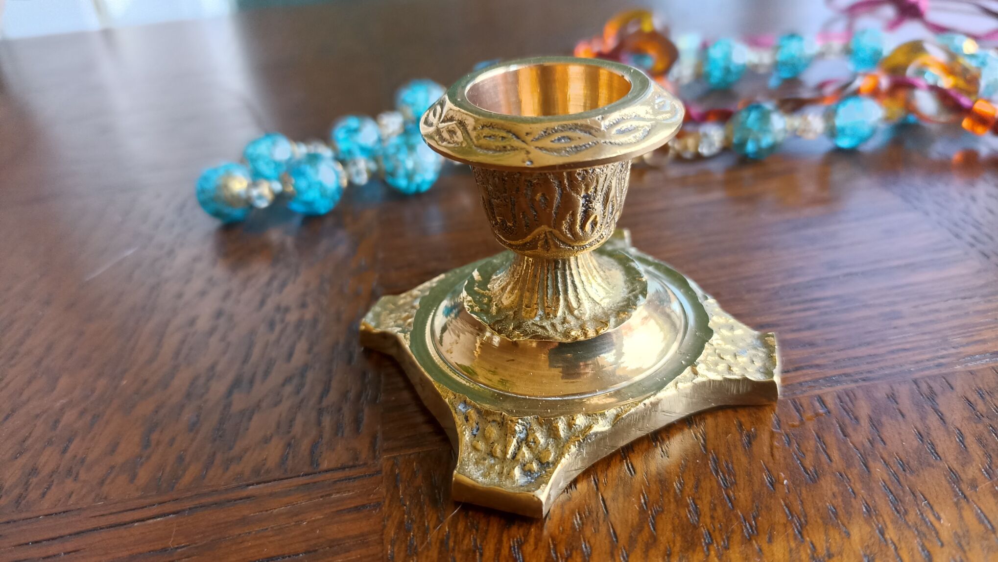 Gold solid brass candle holder