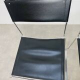 4 chairs Spaghetti Giandomenico Belotti black leather for Alias
