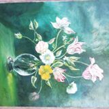 Oil on canvas tulips in vase
