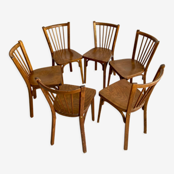 Lot de 6 chaises de bistrot Baumann années 60