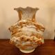 Large brutalist Italian ceramic vase, vintage two-tone, 60s/70s.