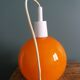 70s space age orange glass globe ball pendant light