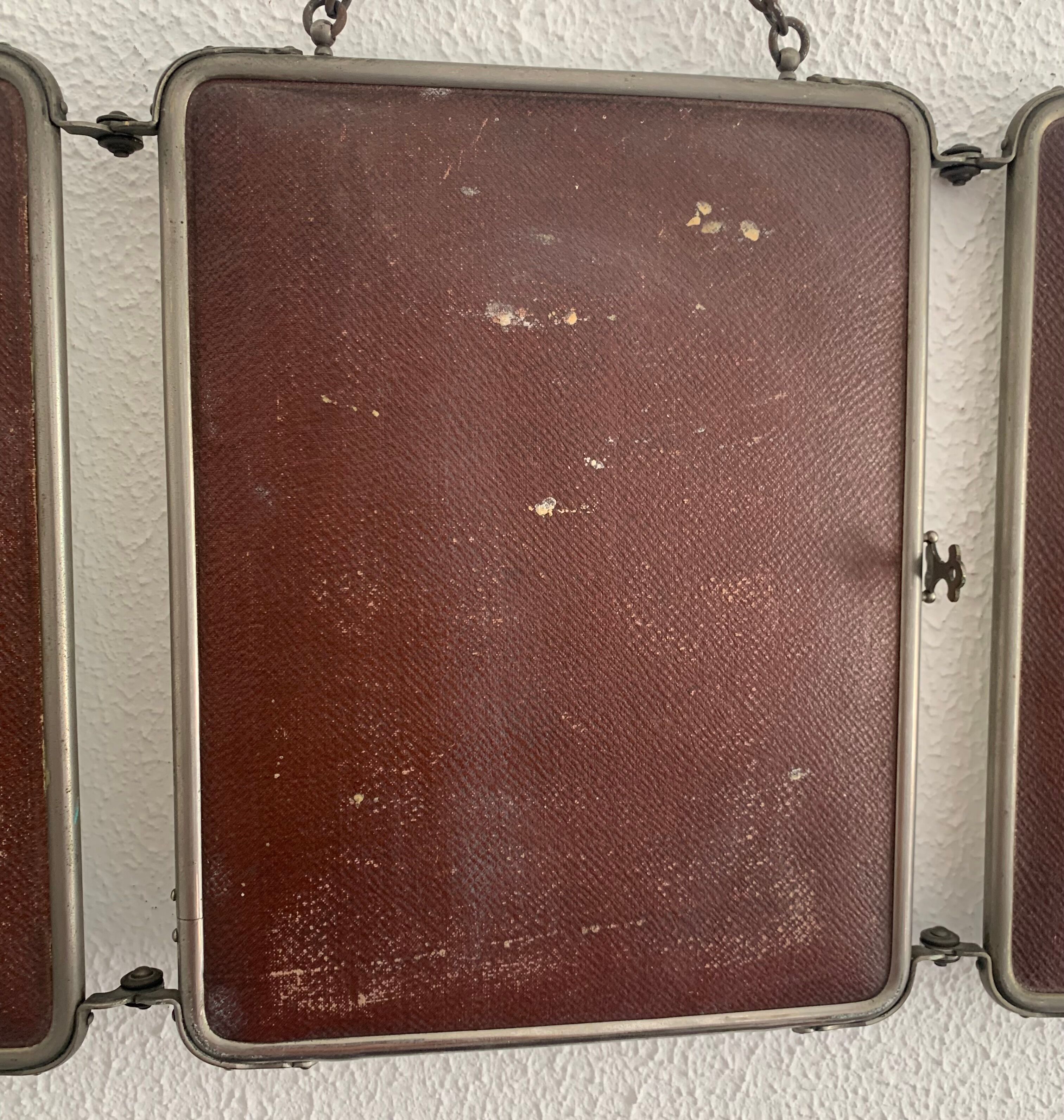 Vintage mirror 1930 barber triptych - 28 x 69 cm