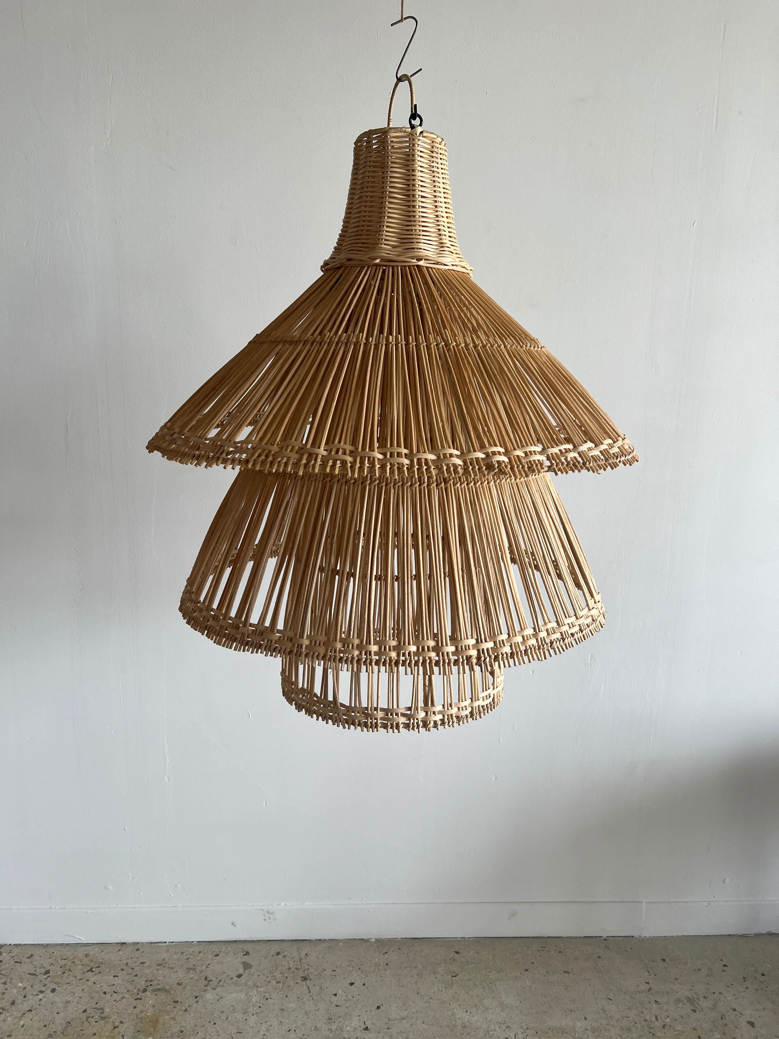 Rattan pendant lamp or light in the shape of an Asian lantern