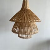 Rattan pendant lamp or light in the shape of an Asian lantern