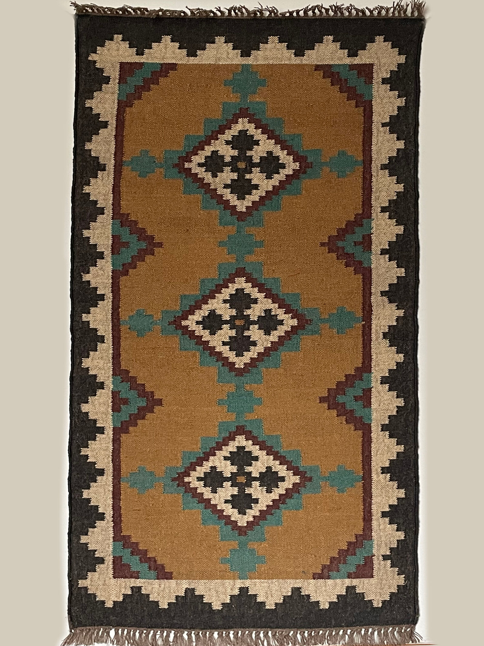 3 x 6, handmade jute-wool kilim rug, kilim carpet, 90x180cm
