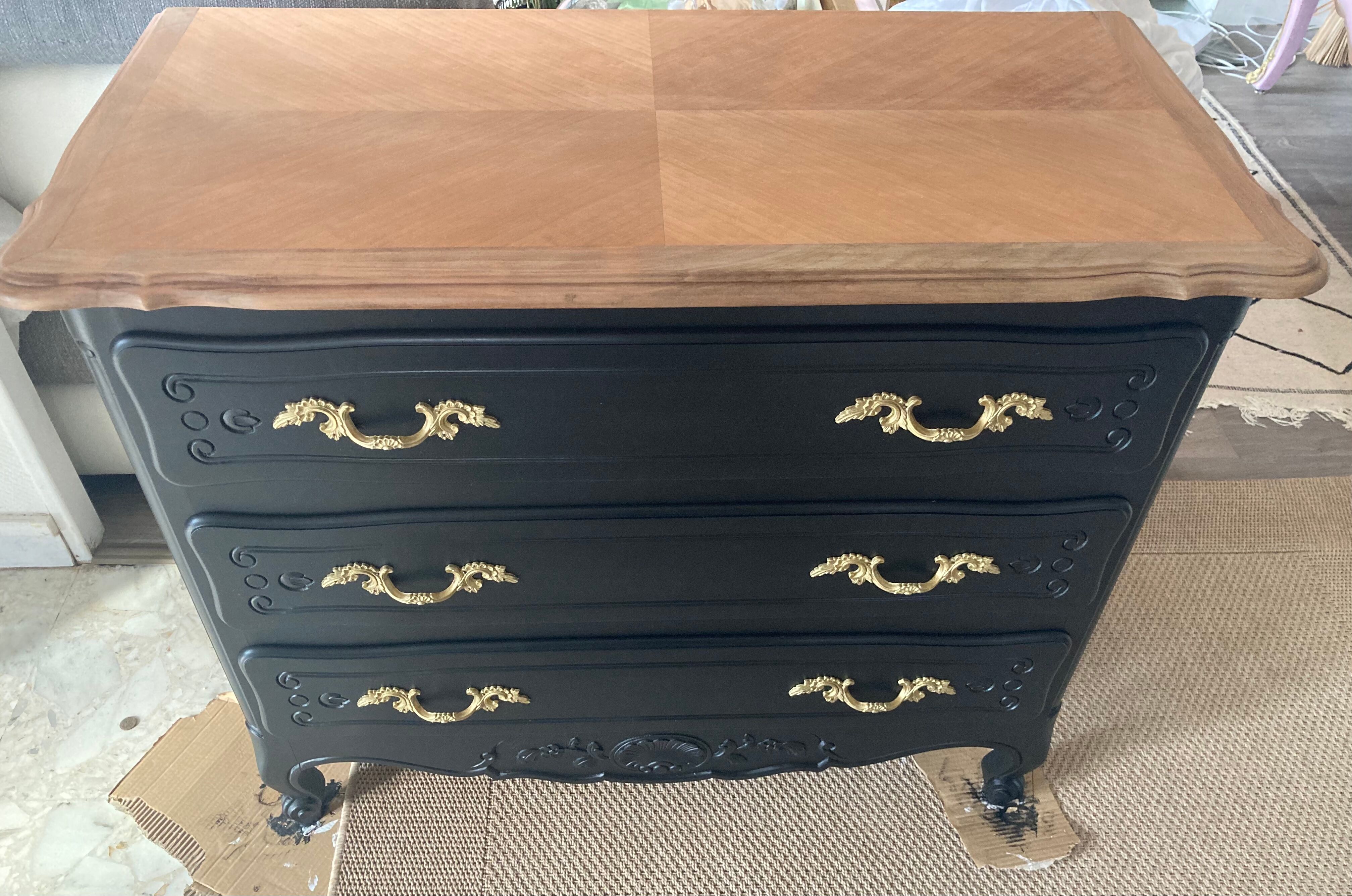 Patinated black dresser