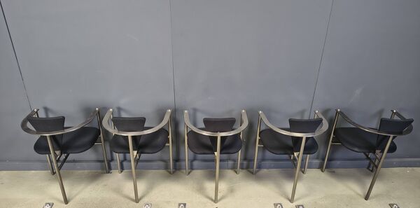 10 chaises de salle à manger postmodernes par Belgochrom, années 1980