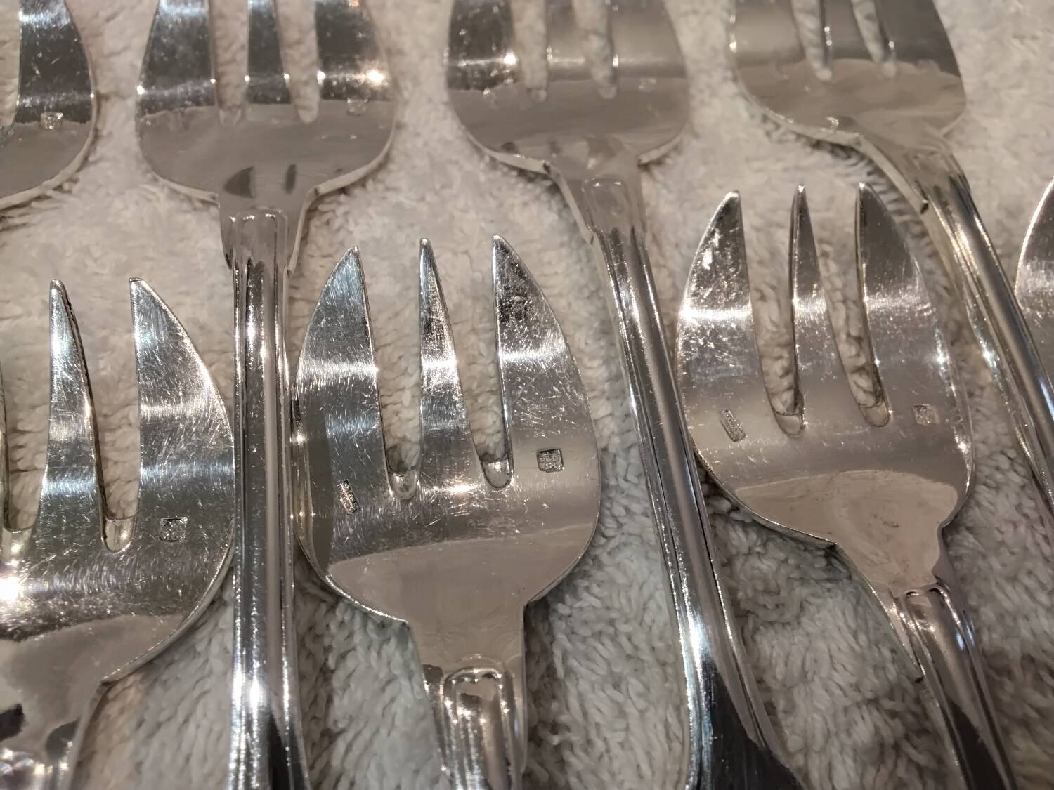 10 silver-plated oyster forks by Ravinet Denfert, shell-shaped goldsmith