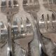 10 silver-plated oyster forks by Ravinet Denfert, shell-shaped goldsmith