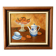 Still life with mandarins and blue pottery, oil on canvas