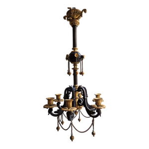 Lustre en bronze doré et patiné