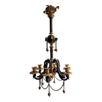Chandelier in gilded bronze and patinated 19th century