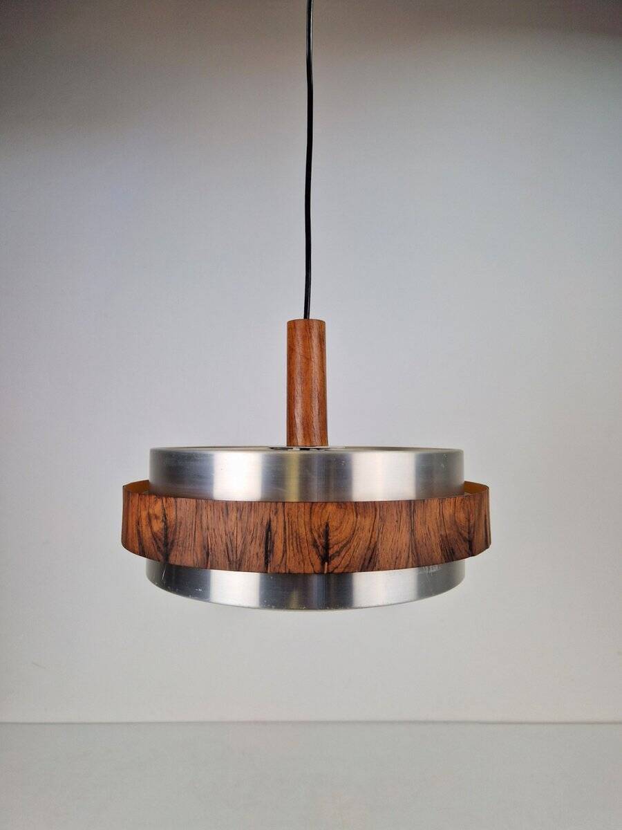 Vintage Scandinavian Pendant Lamp in Teak, 1960s