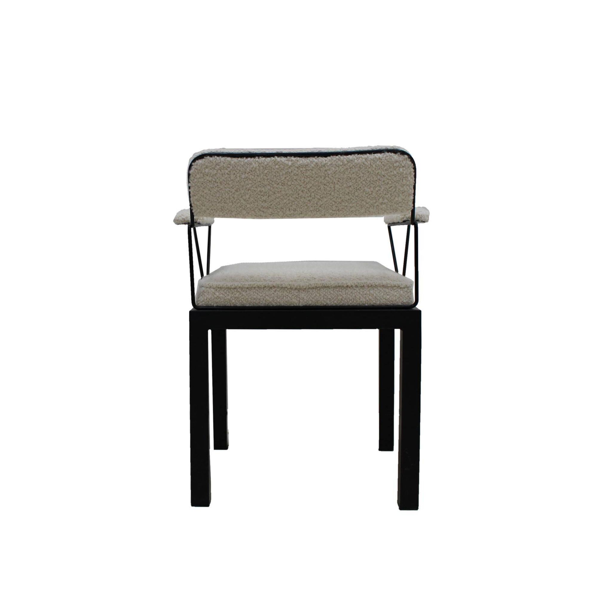 Mid Modern Ettore Sottsass Lodge Italian Black Metal and Wool Chairs, Set of Six