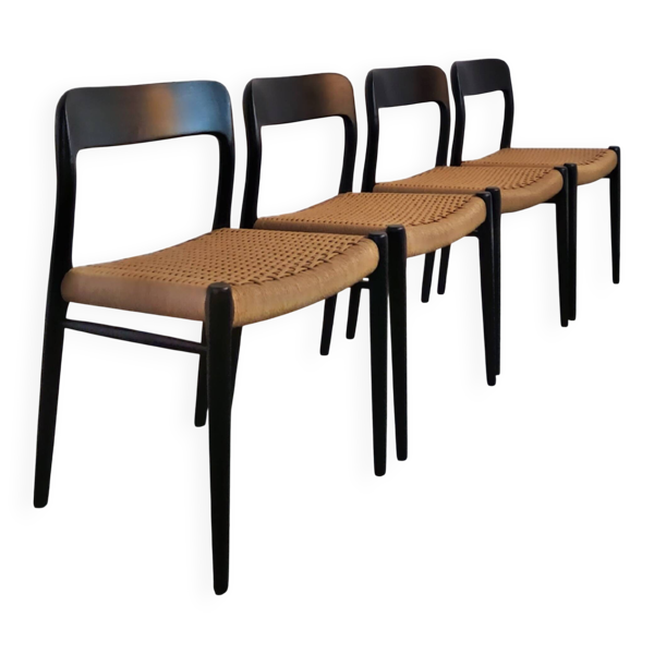 Chaise Niels Møller modèle 75 noir, scandinave, vintage années 1960
