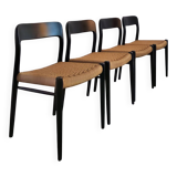 Niels Møller model 75 chair, black, Scandinavian, vintage 1960s.