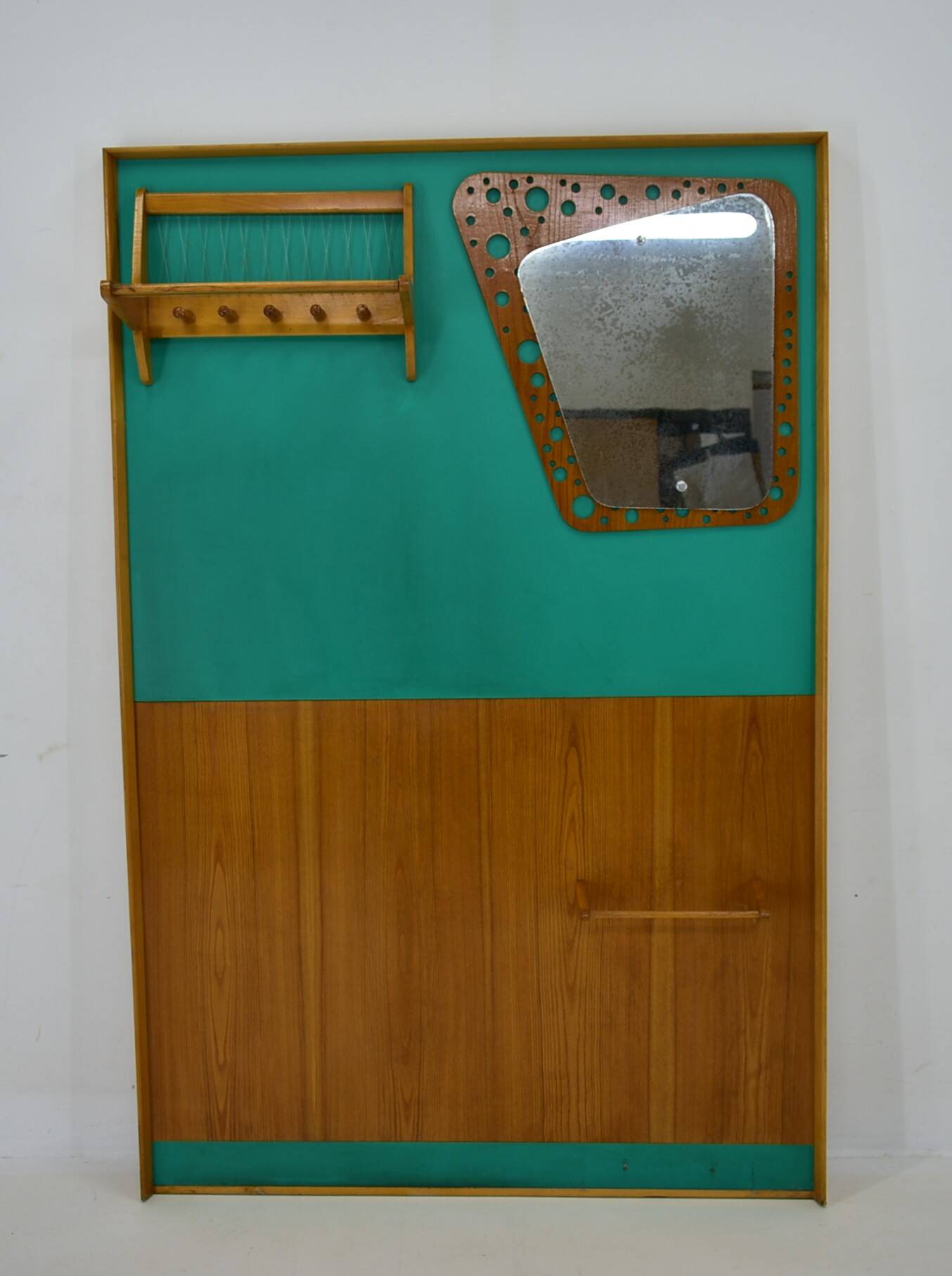 Mid-Century  Wall Mounted Coat Rack Czechoslovakia , 1970's