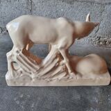 Art Deco deer porcelain statue