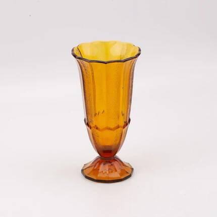 Vintage Art Deco amber glass vase - 1930s