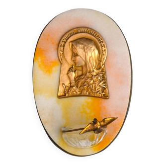 art nouveau holy water stoup Virgin