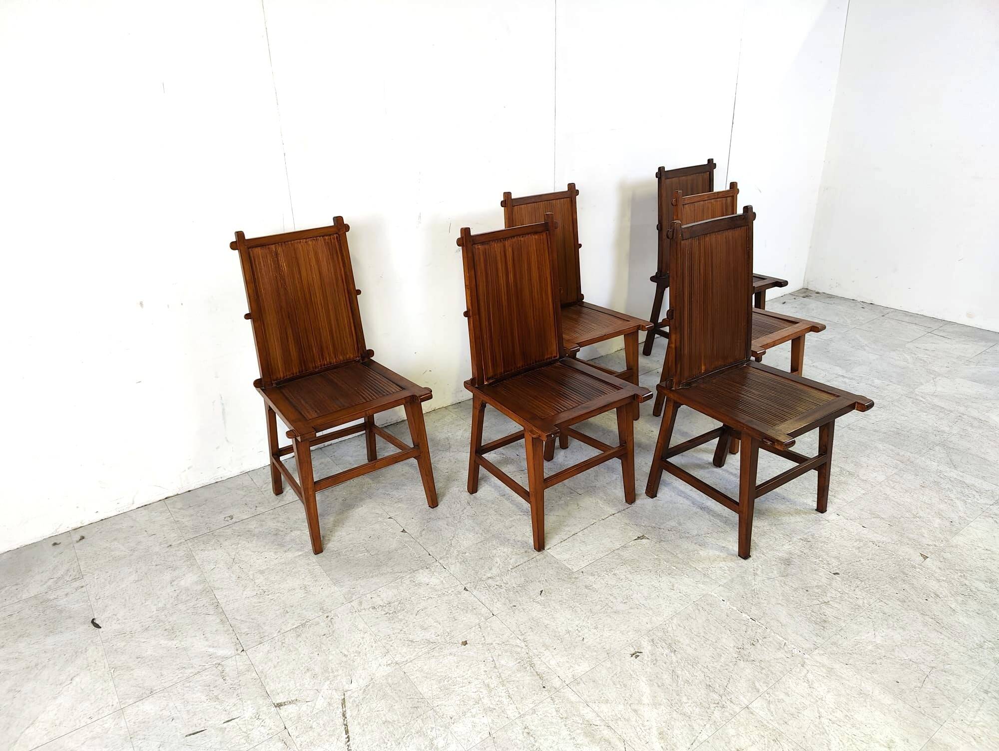 Mid century bamboo dining chairs, 1960s