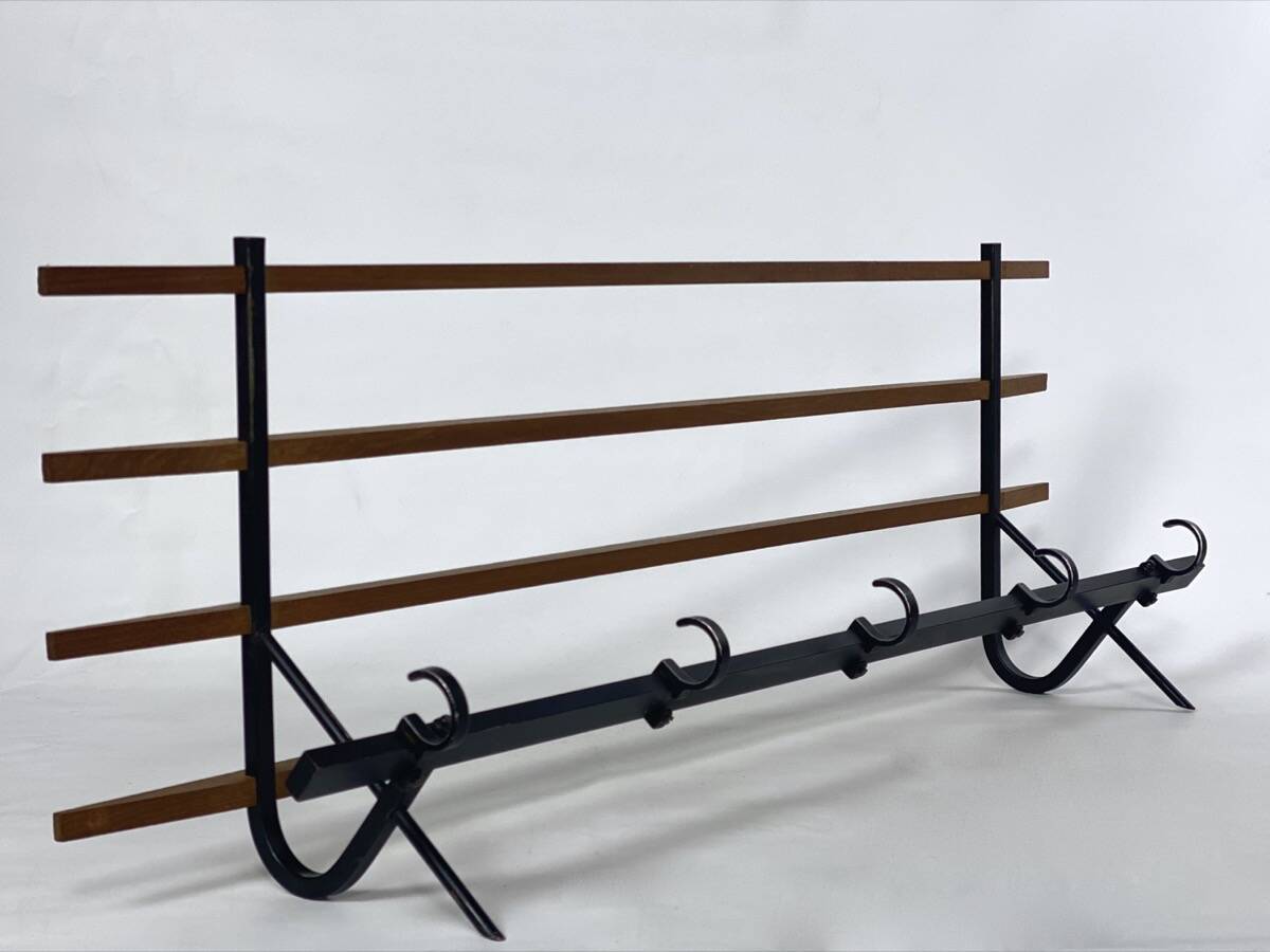 Coat rack 1950 metal and vintage wood