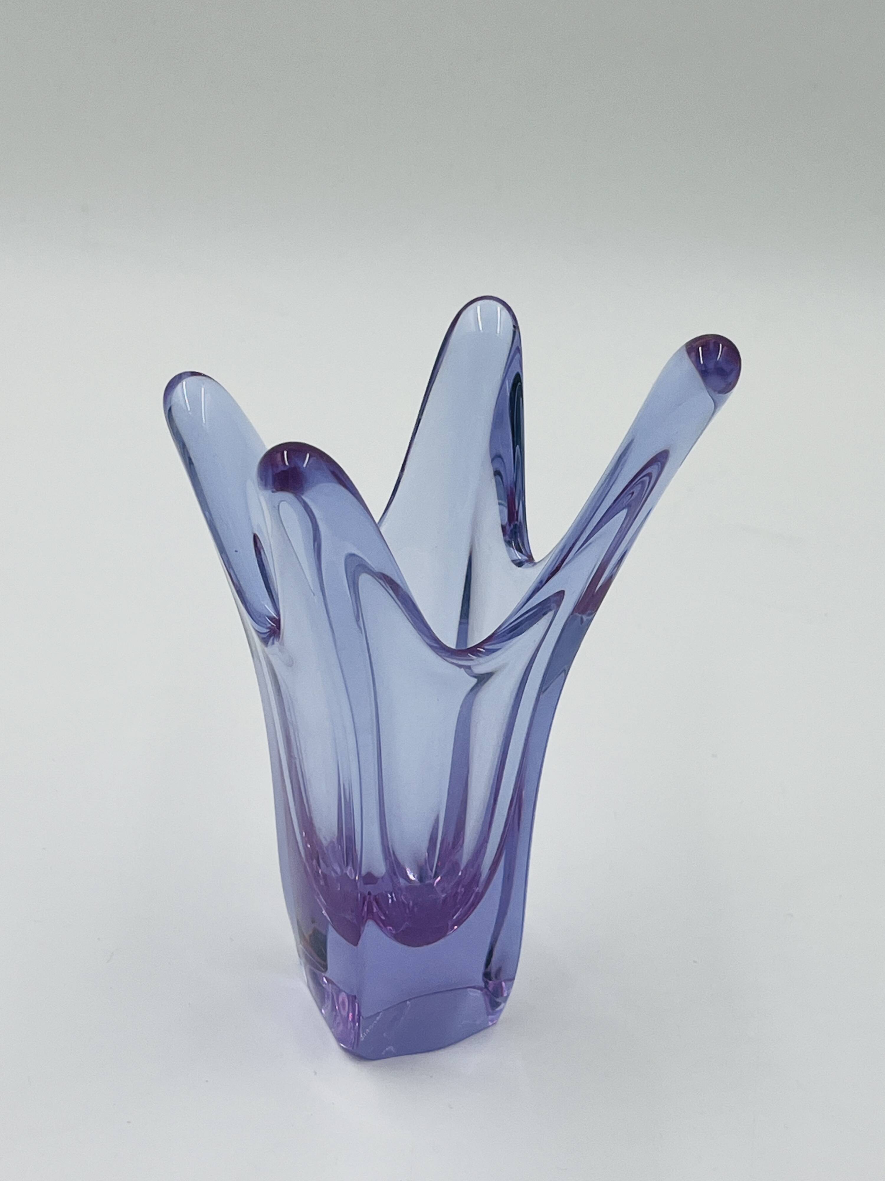 Vintage Murano Crystal Finger Vase Purple