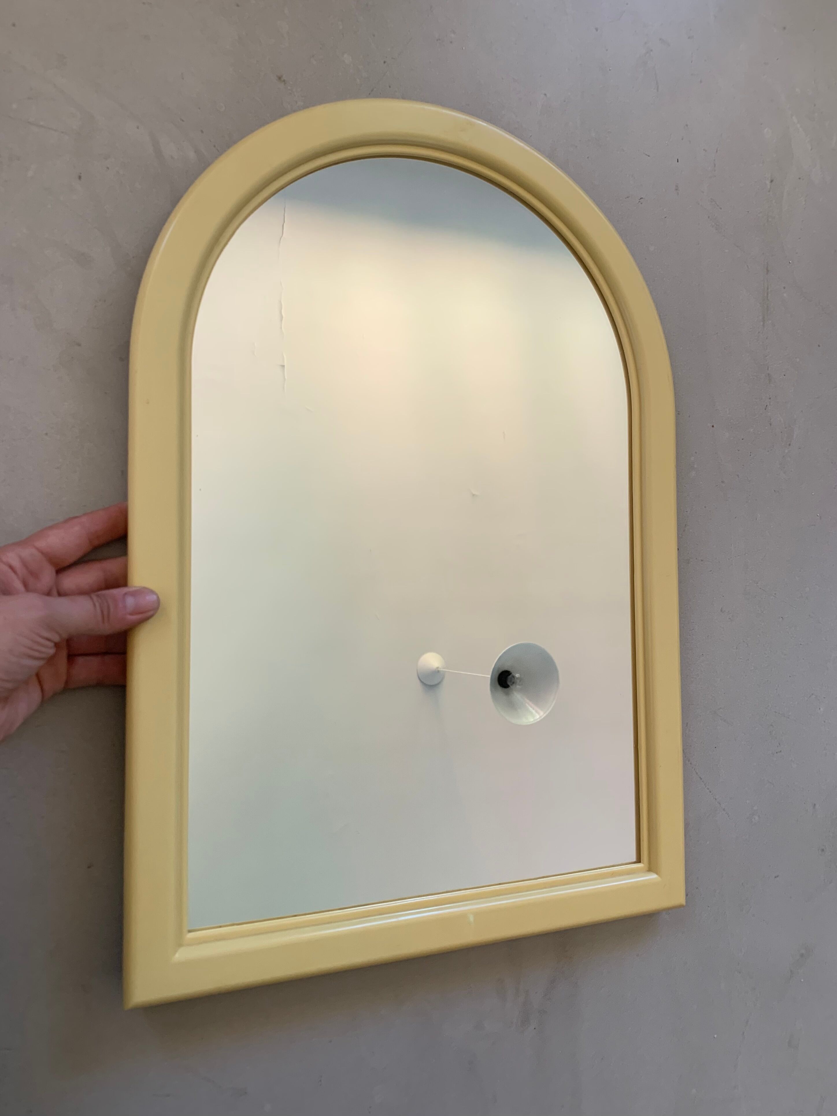 Miroir arche jaune vintage, 50x35 cm