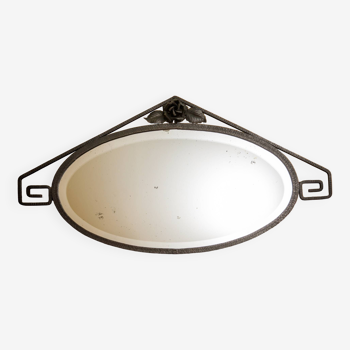 miroir ovale en fer forgé art déco