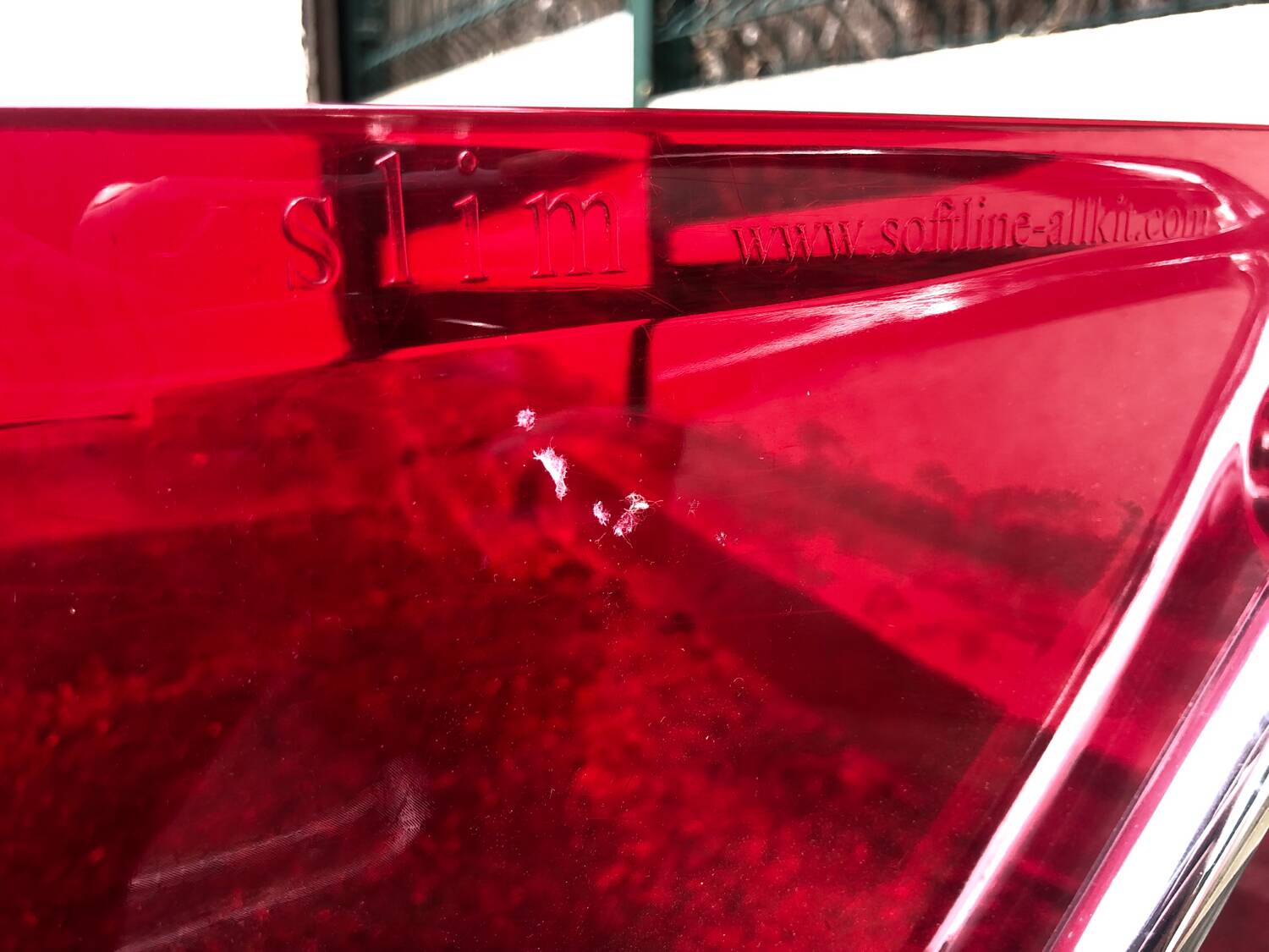 Pair of Foschia Plexiglas red designer chairs