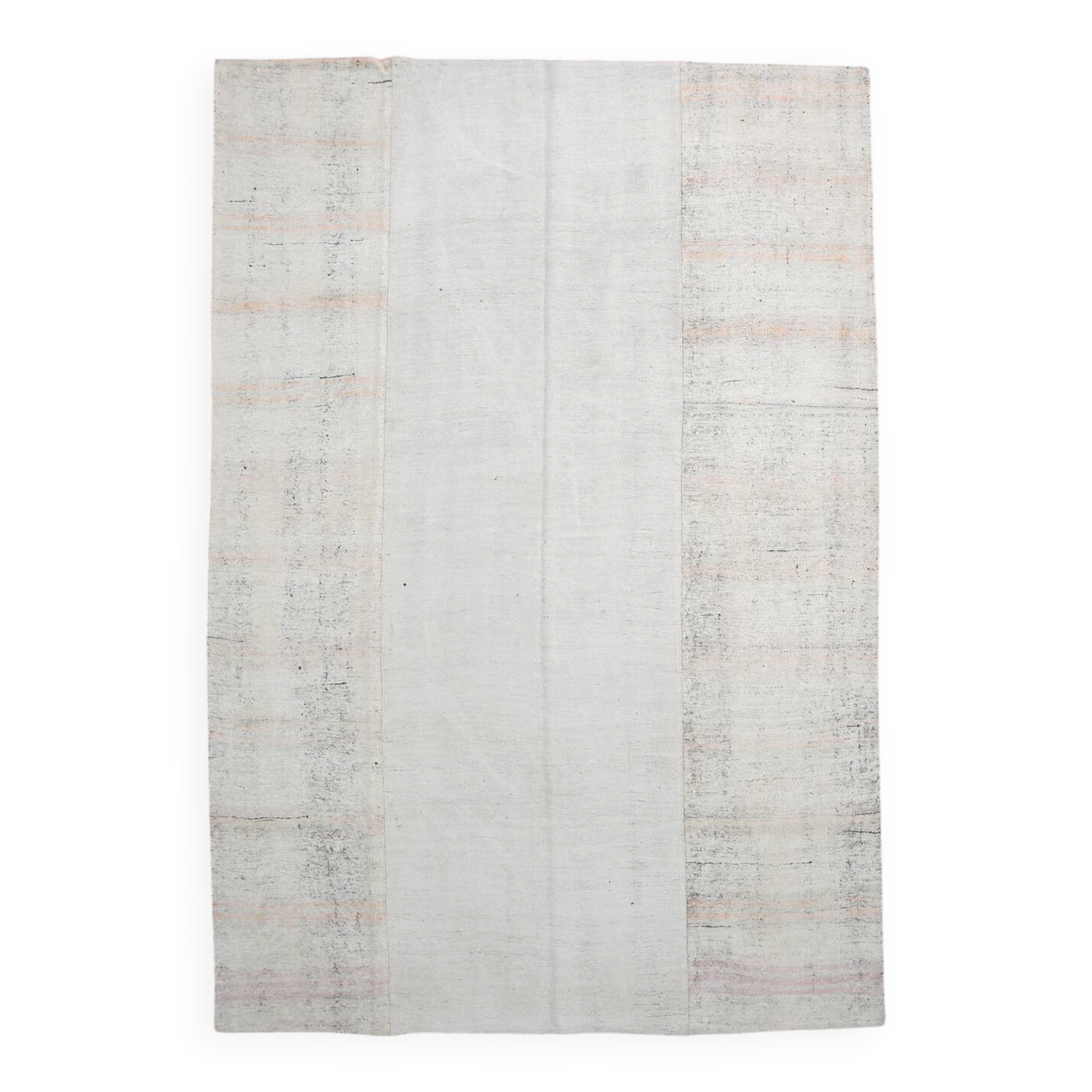 Off White Turkish Vintage Kilim Rug, Handwoven Bohemian Carpet, 23x328Cm