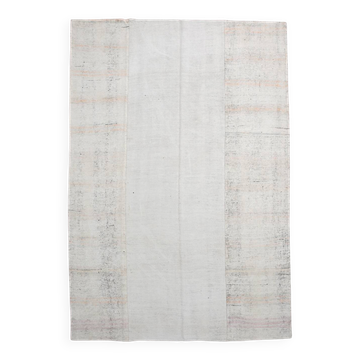 Tapis Kilim Vintage Turc Off White, Tapis Bohème Tissé à la Main, 23x328Cm
