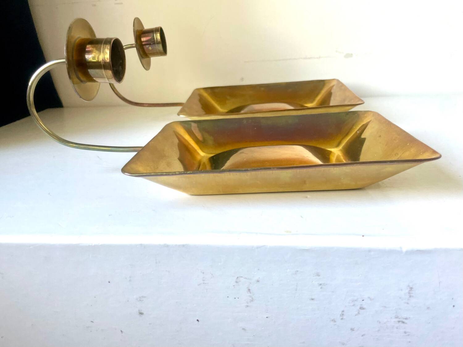 Pair Vintage Brass Wall Candle holder  Sconce  height 24 cm