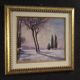 Peinture de paysage enneigé italien signée et datée de 1932.