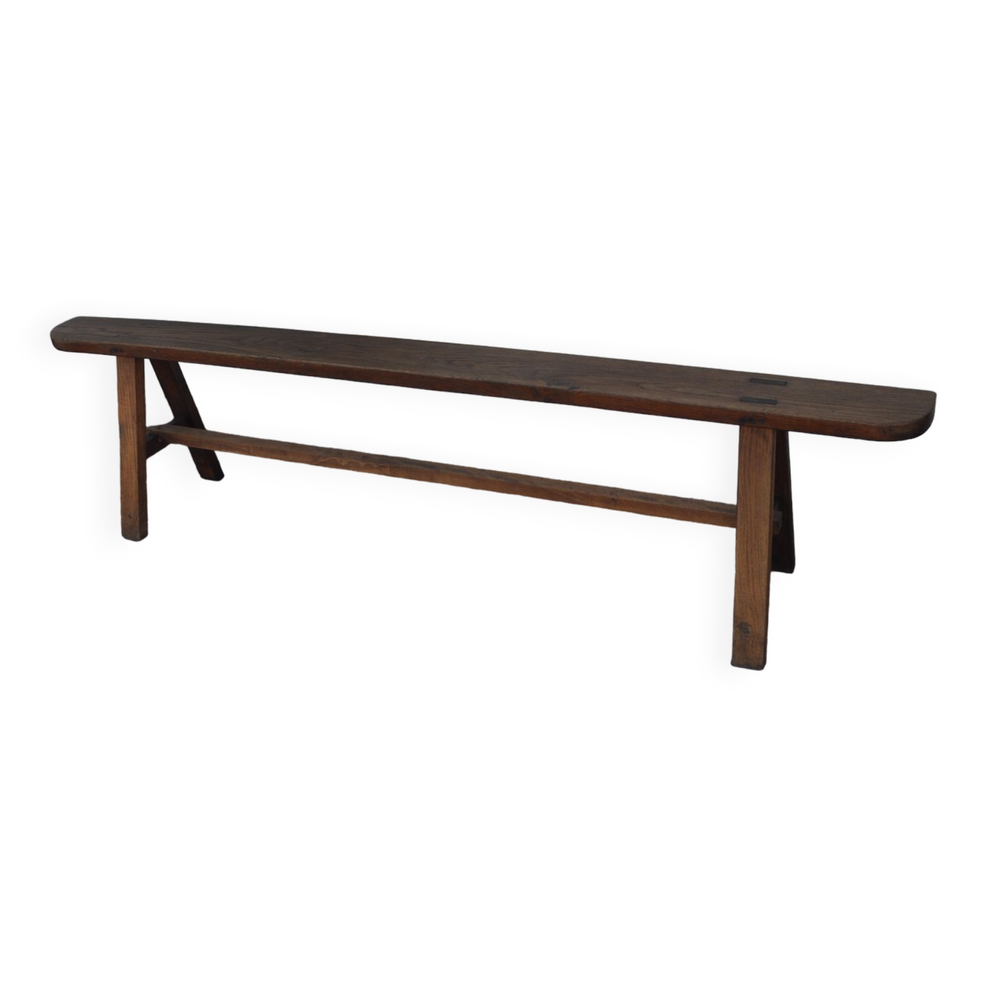 Rustic oak bench.