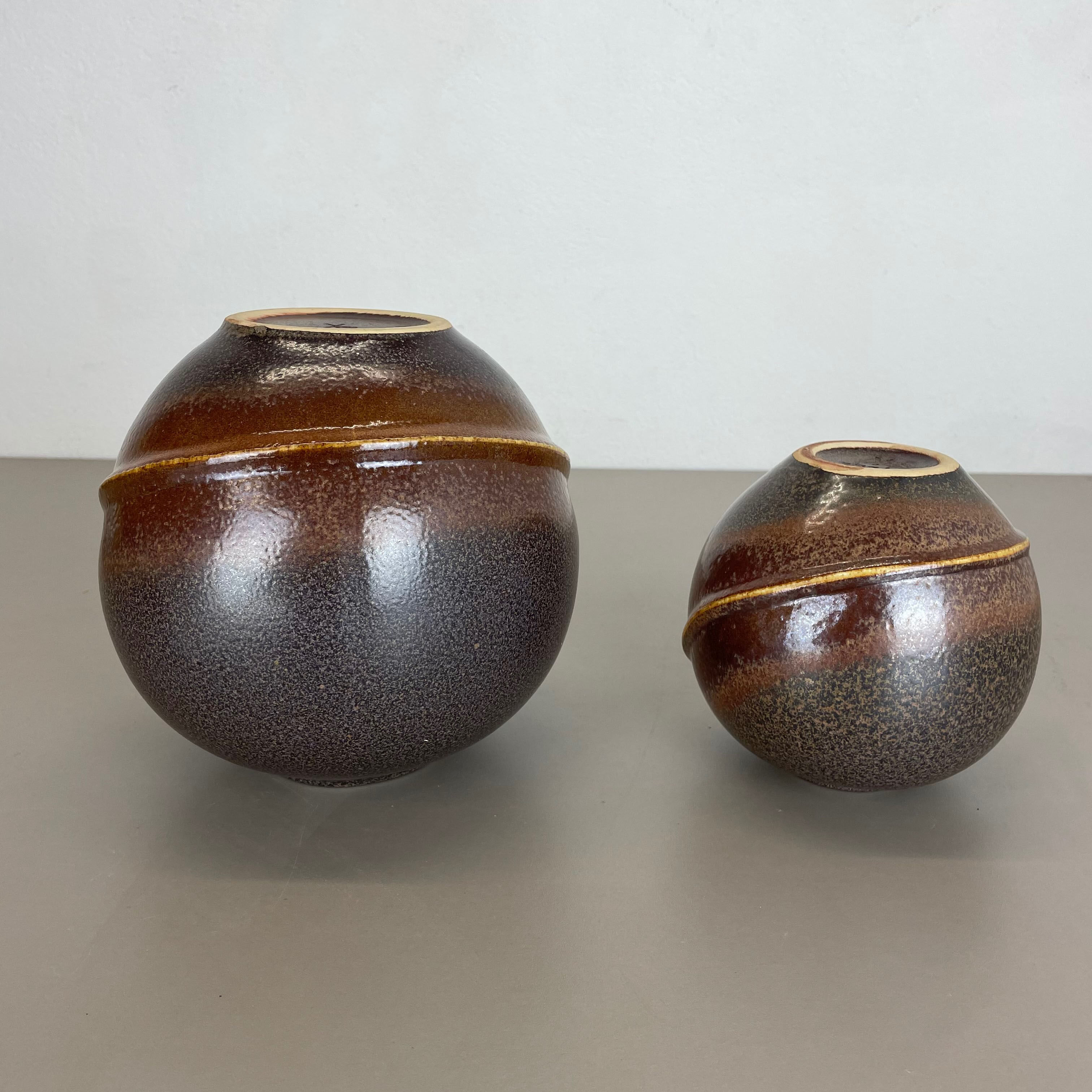 Set of 2 rare ceramic pottery "orion" vases by dümler and breiden, germany 1970s