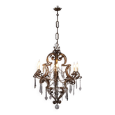 Lustre ancien 6 lumières en fer forgé, Italie, XIXe siècle