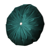 Coussin velours rond vert sapin