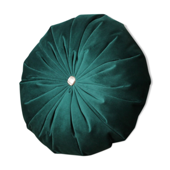 Green round velvet cushion fir