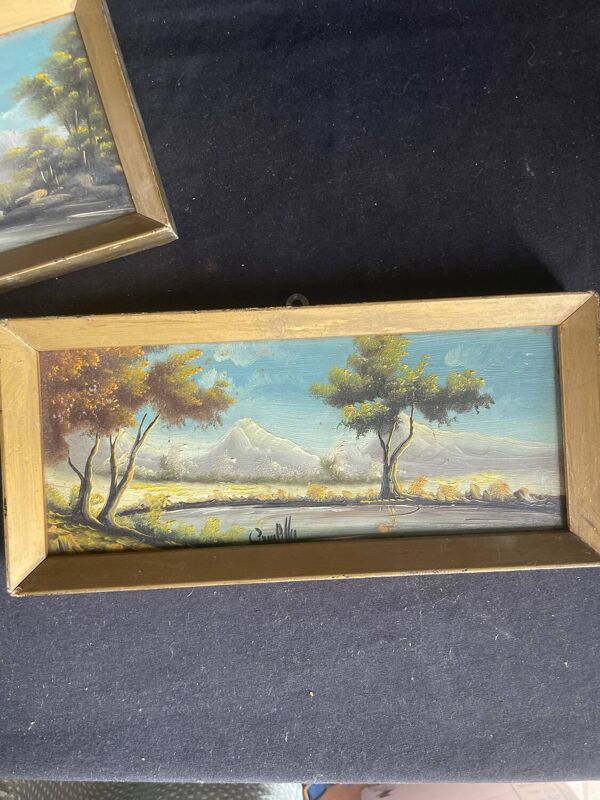 Deux tableaux paysage huile signé Campillo encadré